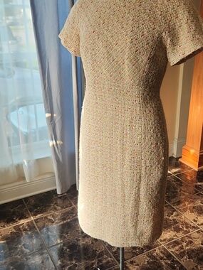 Brooks Brothers Cream Tweed Short-Sleeve Midi Dress